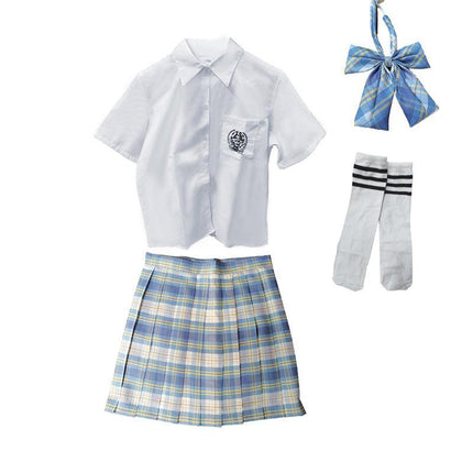 Women Pleated Skirts School Uniform High Waist Plaid Skirt Students Clothes