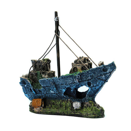 Aquarium Fish Tank Boat Ornament Pirate Ships Resin Landscape Underwater Decor