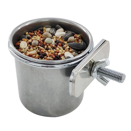 2X 4/5/6Cm Parrot Pet Stainless Steel Food Water Bowl Bird Feeder Crate Cage Aimall