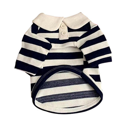 Short Sleeve Summer Striped Pet Tee Round Neck Comfortable Shirt for Dogs Cats