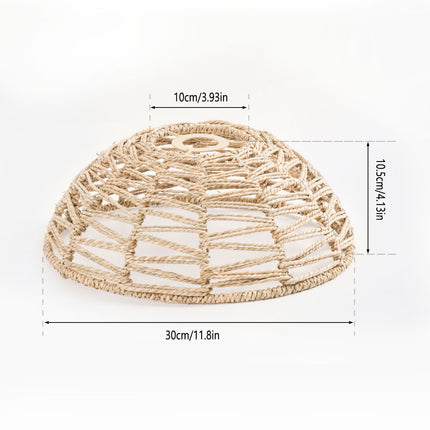 Natural Half Circle Woven Lampshade 30x10.5cm Straw Rope Pendant Light Shade