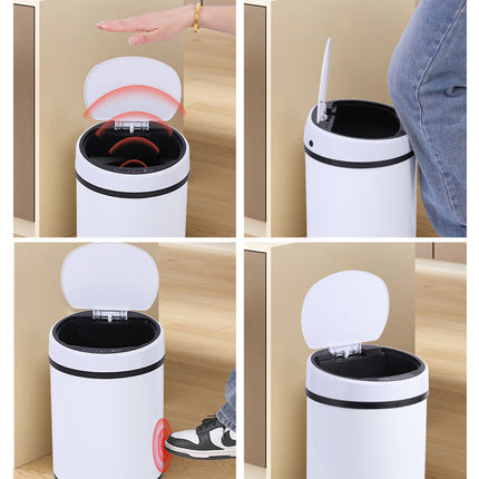 Sensor Trash Bin 12L Automatic Motion Rubbish Can White for Kitchen Home Use