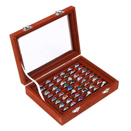 Velvet Ring Earring Jewelry Display Organizer Box Tray Holder Storage Case - Aimall