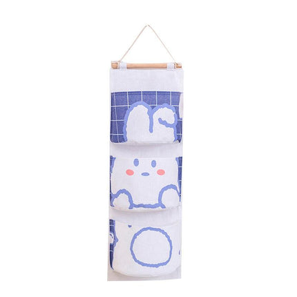 Bear Rabbit Sundry Storage Bag 3 Pockets Door Wall Hanging Organizer Pouch AU - Aimall