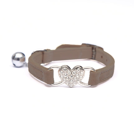 Suede Cat Collar with Adjustable Elastic Bell and Heart Charm for Kittens