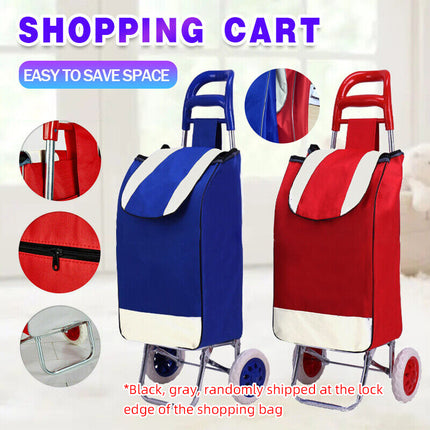 1X Shopping Cart Carts Trolley Foldable Bags Luggage Wheels Folding Basket