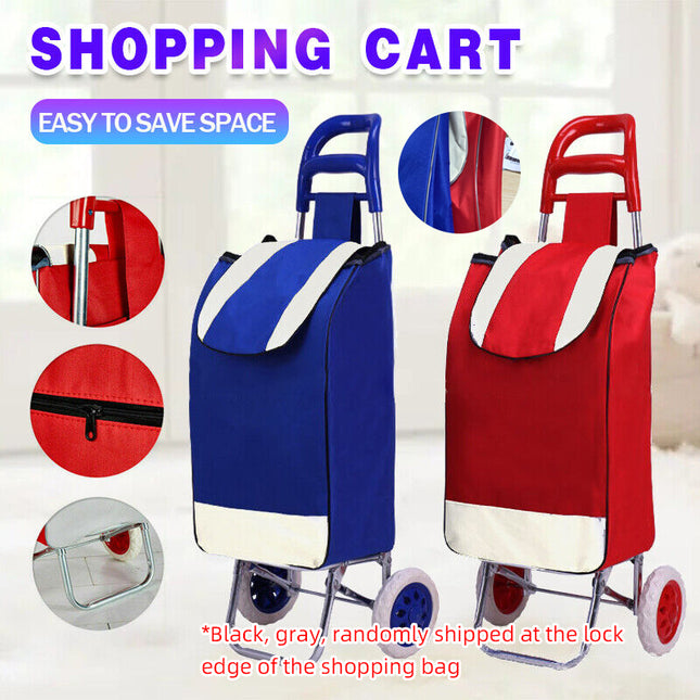 1X Shopping Cart Carts Trolley Foldable Bags Luggage Wheels Folding Basket