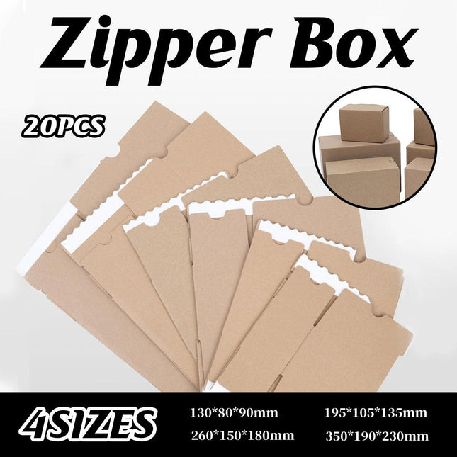 20pcs Torn Carton Packaging Box Zipper Express Logistics Transporting Storage Box