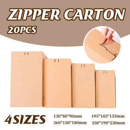 20pcs Torn Carton Packaging Box Zipper Express Logistics Transporting Storage Box