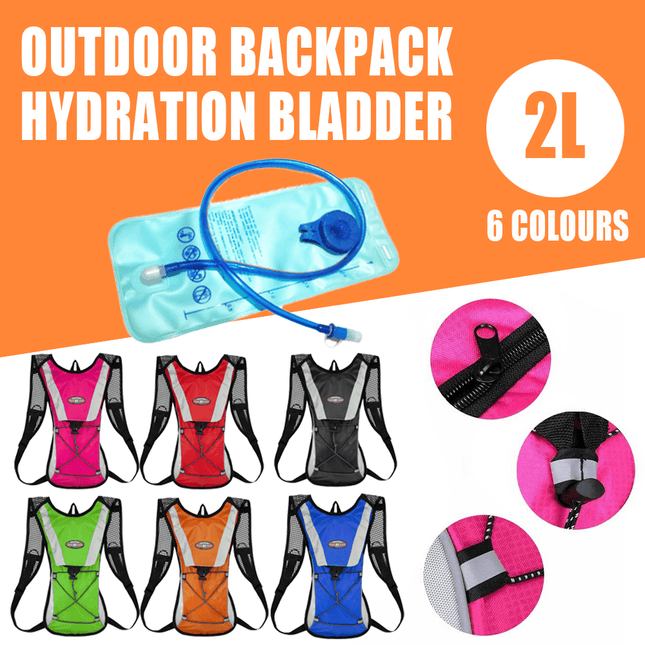 Hiking Camping Cycling Running Hydration Pack Backpack Bag + 2L Water Bladder AU - Aimall