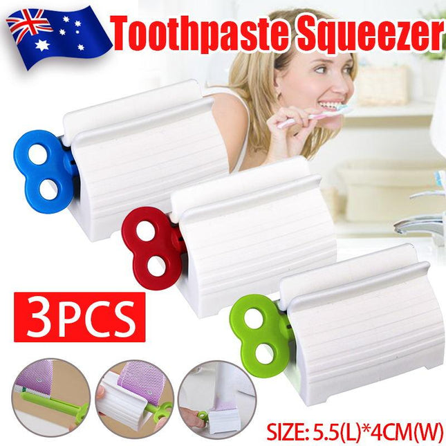 3x Toothpaste Squeezer Bathroom Tube Easy Stand Dispenser Rolling Holder Seat AU - Aimall