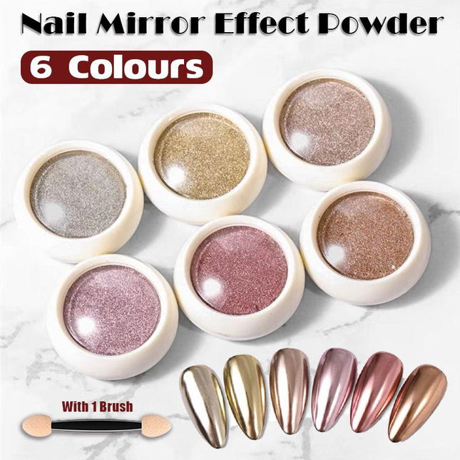 6 Colour Nail Mirror Effect Powder High Pigment Glitter Nail Art Dust Manicure A - Aimall