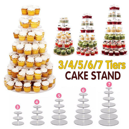 3/4/5/6/7/Tier Acrylic Clear Round Cupcake Cake Stand Birthday Wedding Party AU - Aimall