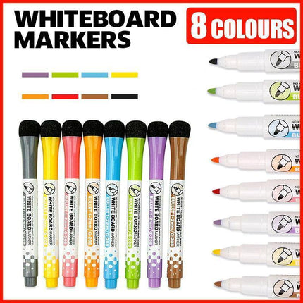 NEW 8 Colours Pen Painting Magnetic Whiteboard Non-toxic Erasable Mark Markers - Aimall