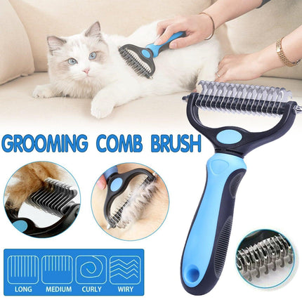 Dog Pet Cat Grooming Comb Brush Undercoat Rake Dematting Deshedding Trimmer Tool - Aimall