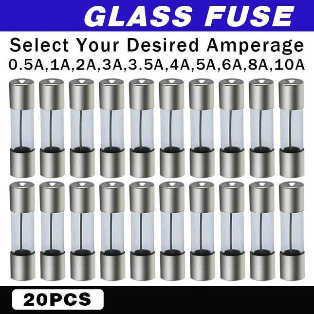 20Pcs M205 Glass Fuse 5mm x 20mm Slow Blow 250V / Select From 0.5A to 10A amp - Aimall