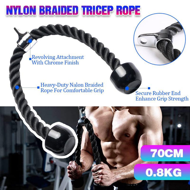 TRICEP ROPE GYM CABLE ATTACHMENT SINGLE HANDLE ROW BAR HOME GYM FITNESS DIP - Aimall