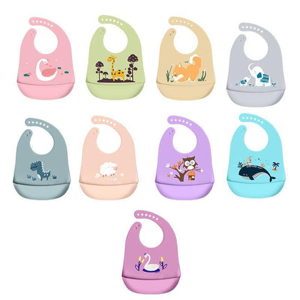 Baby Feeding Bib Apron Smock Silicon Waterproof Easy Clean 0-6 Kid Toddler Pouch - Aimall