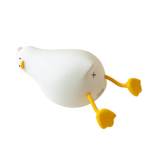 Lying Flat Duck Night Light Silicone Pat Lamp Cartoon Cute Children Nightlights - Aimall