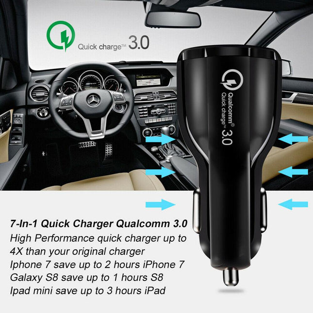 Fast Car Charger 30W USB Dual Charger QC3.0 For iPhone 13 12 11 Pro Max Samsung - Aimall