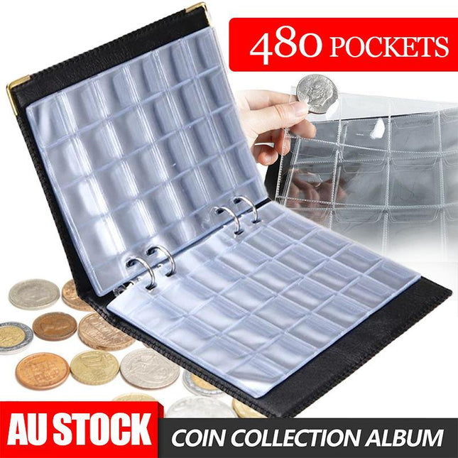 480 Coin Holder Money Storage Pockets Penny Collection Album Book Collecting AU - Aimall