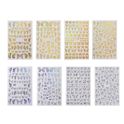 3D Nail Butterfly Design Sticker Decor Decal Holographic Laser Nail Art Sticker - Aimall