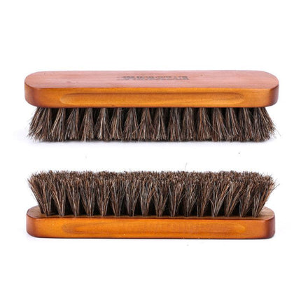 2X Horsehair Shoe Brush Wood Handle Leather Boots Daubers Applicators Cleaning - Aimall
