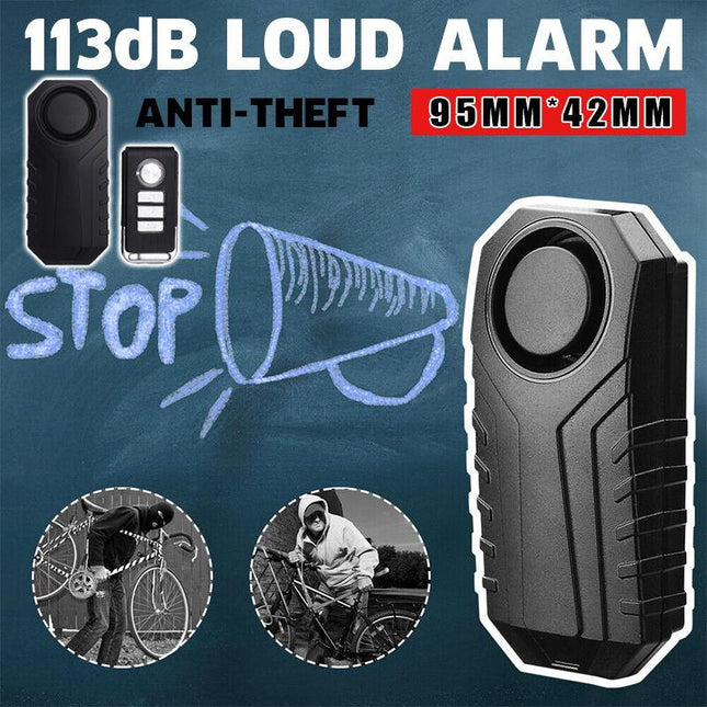 113dB Bike Motorcycle Alarm Anti-Theft Vibration Bicycle Security with Remote AU - Aimall