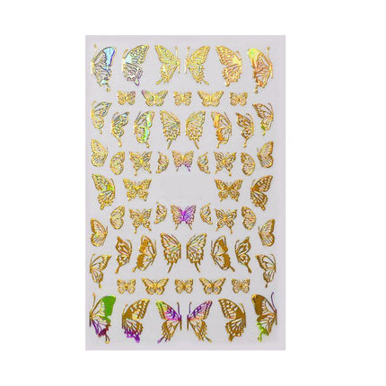 3D Nail Butterfly Design Sticker Decor Decal Holographic Laser Nail Art Sticker - Aimall