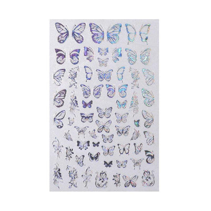 3D Nail Butterfly Design Sticker Decor Decal Holographic Laser Nail Art Sticker - Aimall