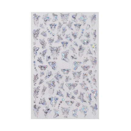3D Nail Butterfly Design Sticker Decor Decal Holographic Laser Nail Art Sticker - Aimall