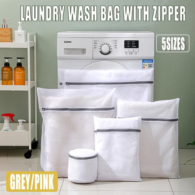 5X Laundry Wash Bag Washing Aid Zipper Mesh Clothes Bra Delicate Large AU Stock - Aimall