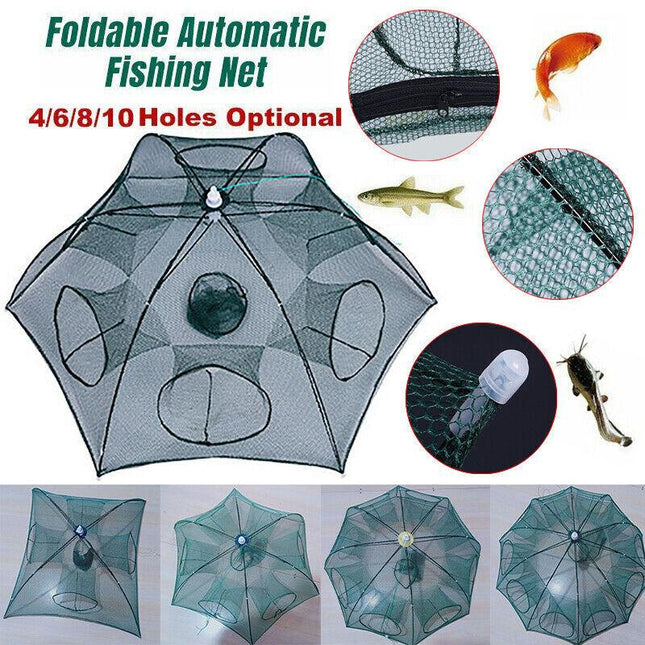 Large Fishing Net Fish Crab Yabbie Trap Minnow Crawfish Shrimp Cage Net Foldable - Aimall
