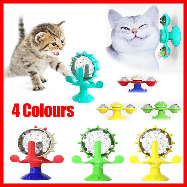 Windmill Pet Cat Treat Food Dispenser Toys Slow Feeder Puzzle Interactive Toys - Aimall