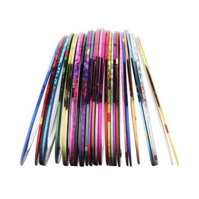 32PCS Nail Striping Tape Metallic Laser Line Sticker Rolls Manicure DIY Mixed AU - Aimall