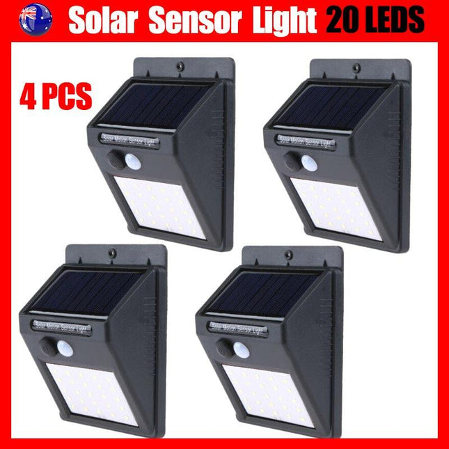 4Pcs 20 Led Solar Powered Pir Motion Sensor Light Garden Outdoor Security Lights Aimall