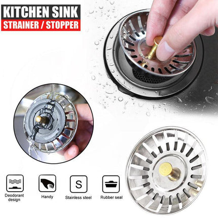 2PCS Sink Strainer Stainless Steel Kitchen Waste Plug Filter Drain Stopper AU - Aimall