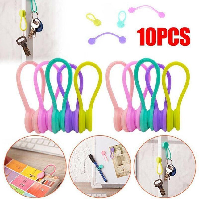 10Pcs Magnetic Tie Cable Organiser Headphone Earphone Cord Winder Holder Clip AU - Aimall