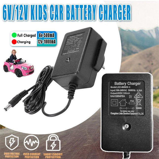 6V/12V Kids Car Battery Charger Electric Toy motorcycle Scooter Power AC Adapter - Aimall