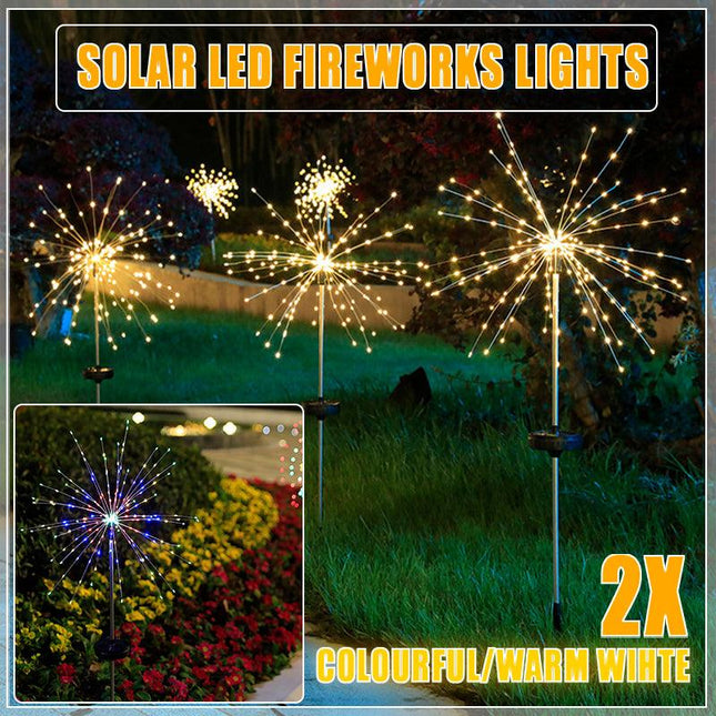 2X Fireworks LED Fairy String Lights Starburst Solar Xmas Garden Night Lamp AU - Aimall