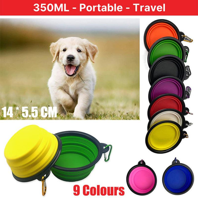 Portable Foldable Pet Bowl Collapsible Silicone Food Water Feeder Cat Dog Cat AU - Aimall