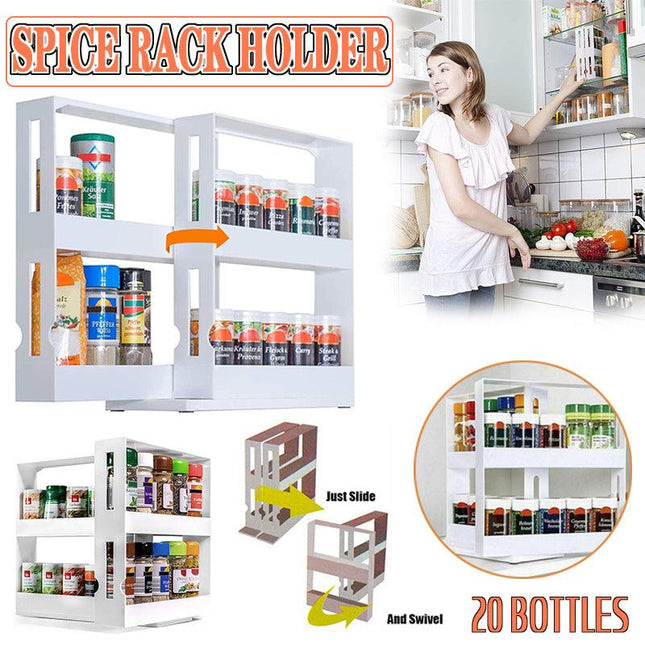 Slide Cabinet Organiser Rack Storage Pantry Kitchen Shelf Spice Jars Can Holder - Aimall