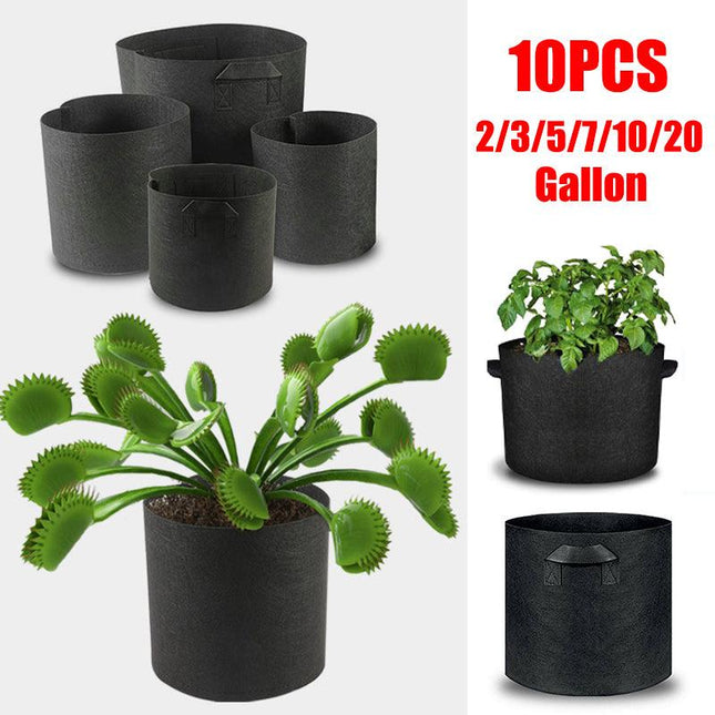 10 PACK Fabric Plant Grow Pots Breathable Planter Bags 2/3/5/7/10/20 Gallon AU - Aimall