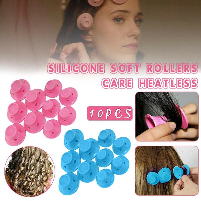10PCS No Heat Hair Curlers Clip DIY Magic Silicone Soft Rollers Care Heatless AU - Aimall