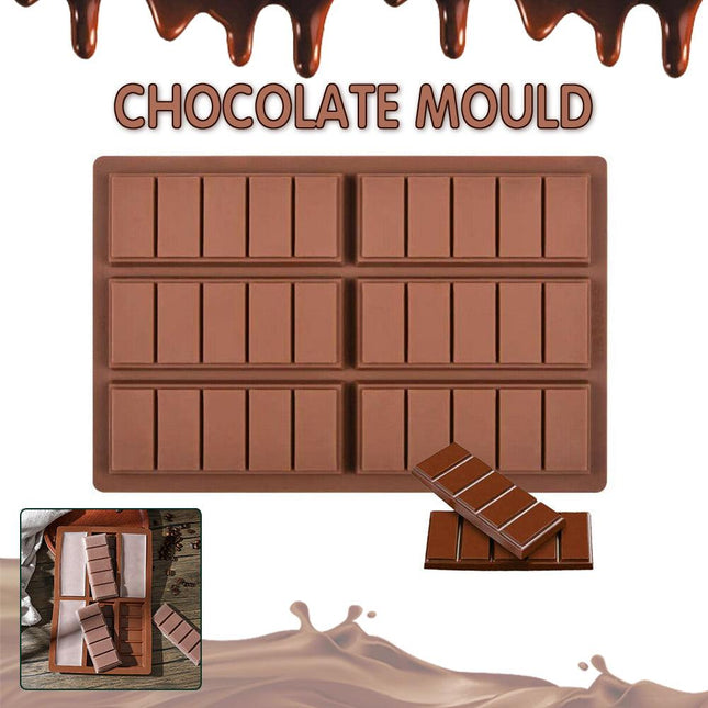 Chocolate Mould Bar Break Apart Choc Block Ice Tray Silicone Cake Bake Cook Mold - Aimall