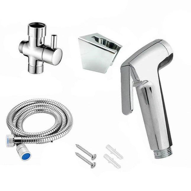 Shower Head Toilet Spray Douche Hand Held Bidet Jet Shattaf Kit Chrome Sprayer - Aimall