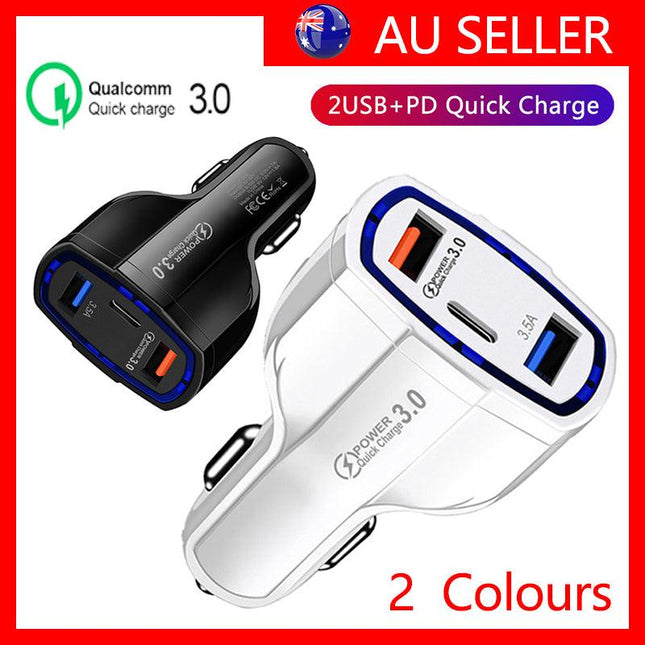 3 Port USB PD Quick Fast Car Charger QC3.0 Adapter Cigarette Lighter Socket AU - Aimall