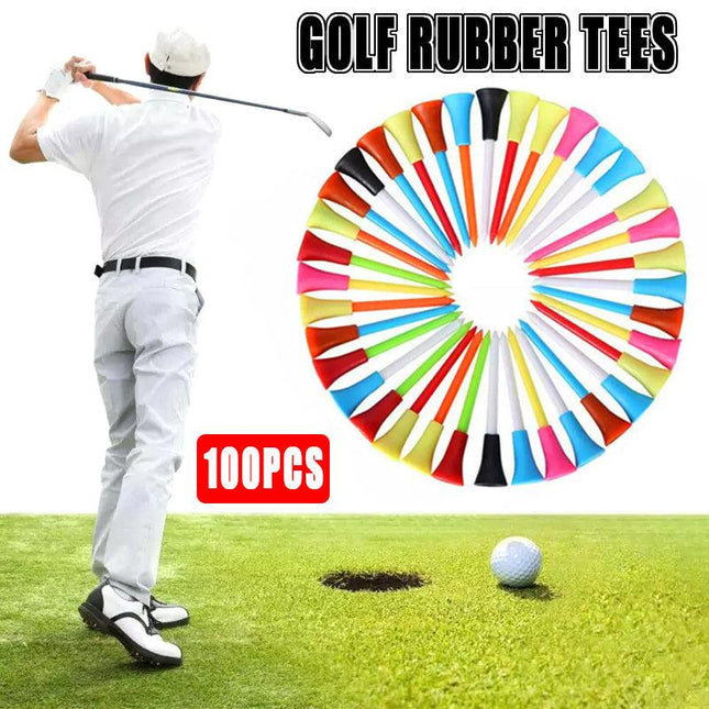 100Pack 83mm Golf Tees Multi Color Plastic With Rubber Cushion AU - Aimall