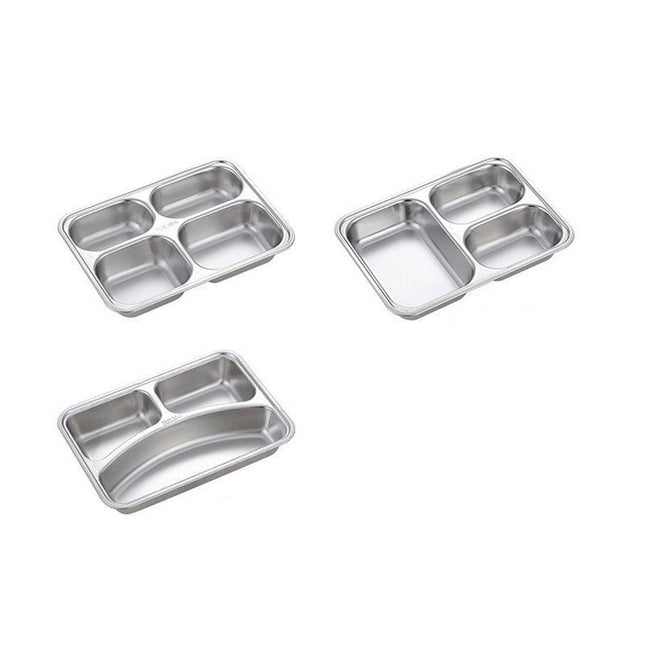 Stainless Steel Divided Dinner Tray Lunch Container Food Plate for School Cantee - Aimall