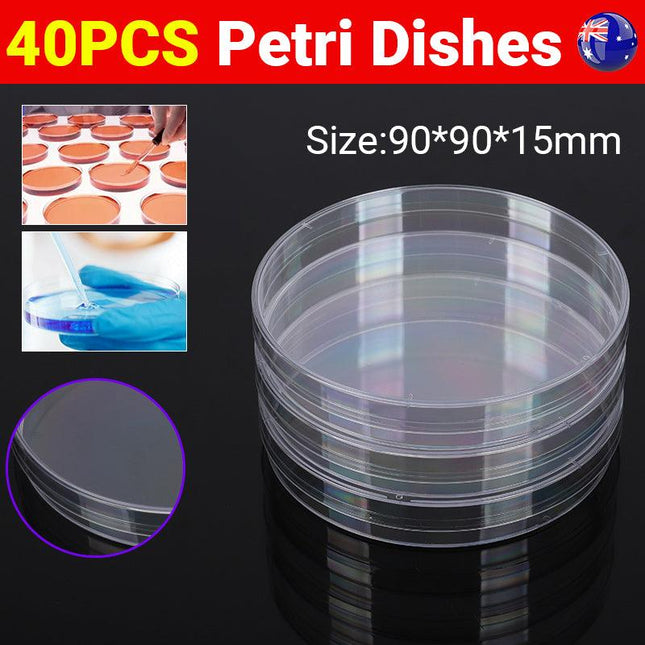 40PCS Petri Plastic Dishes With Lid 90x 15mm Polystyrene For Generaltraining Lab - Aimall